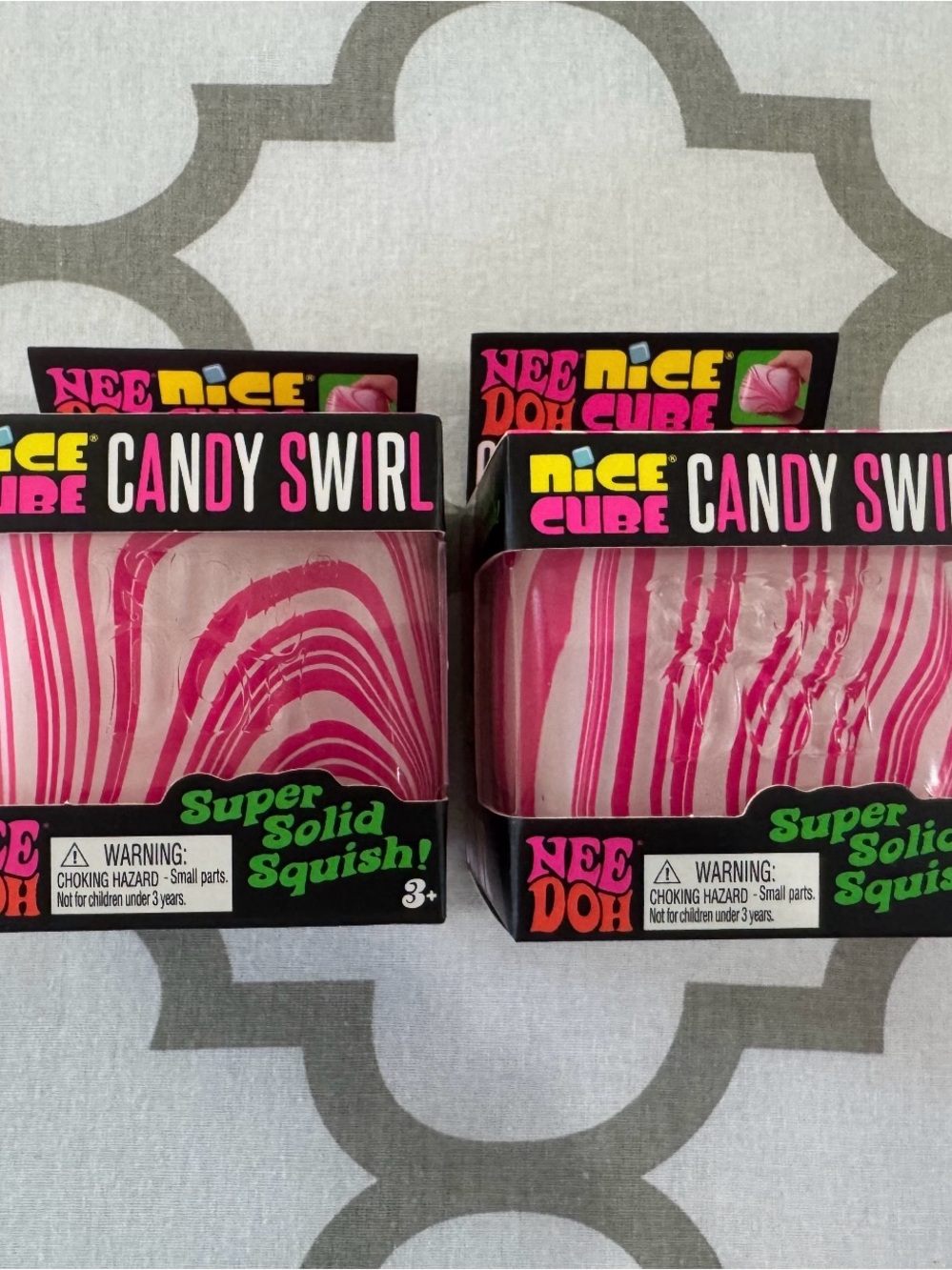 Authentic Needoh Candy Swirl Pink Super Solid Squish Duo